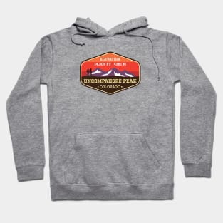 Uncompahgre Peak Colorado - 14ers Mountain Climbing Badge Hoodie